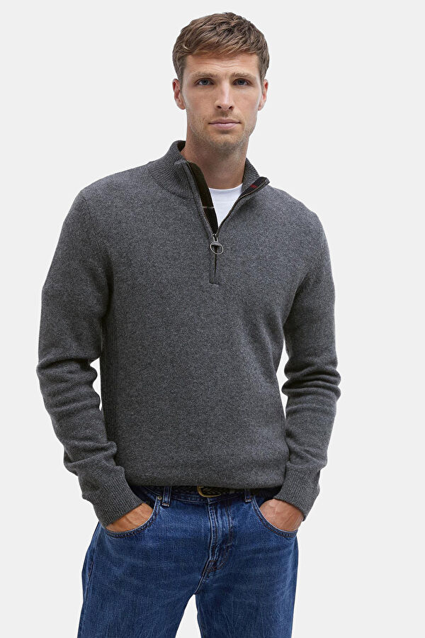 Holden Half Zip Gri Yün Triko Kazak 6