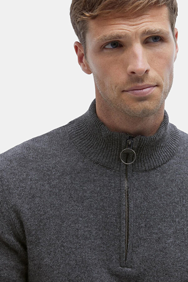 Holden Half Zip Gri Yün Triko Kazak 10