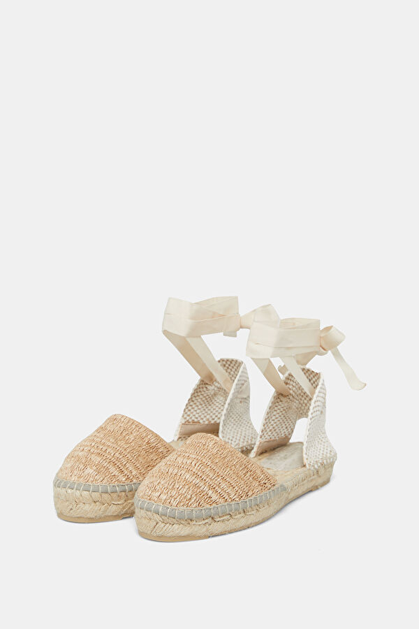 Flat Valenciana Espadrilles Krem Hasır Kadın Ayakkabı 2