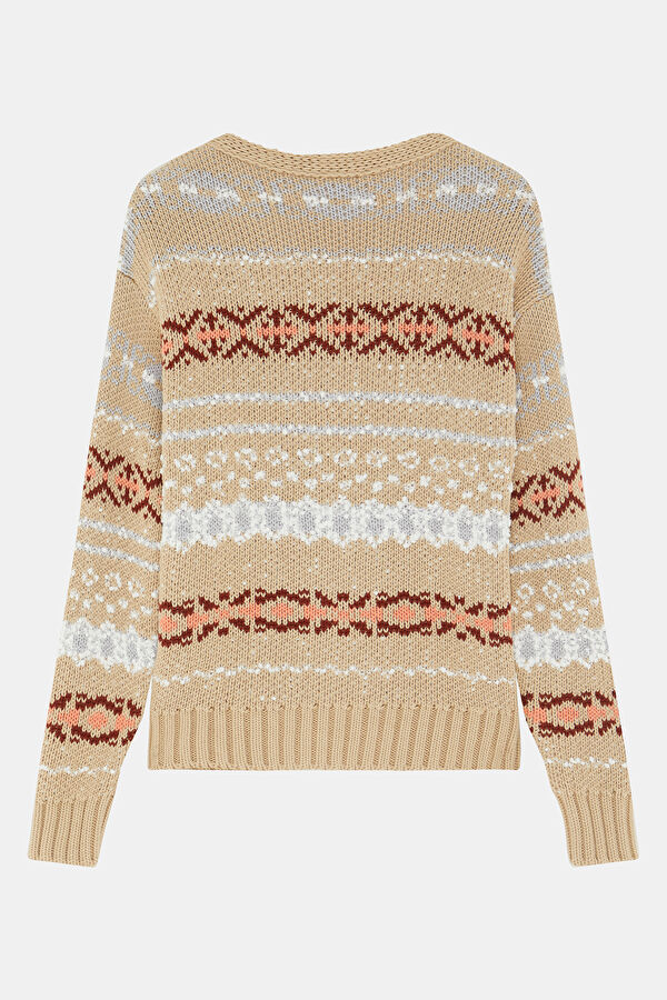 Multicolored Patterned Knitted Women's Cardigan 2