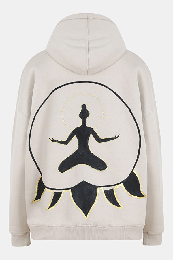 Yoogie Beige Hooded Women's Sweatshirt 2