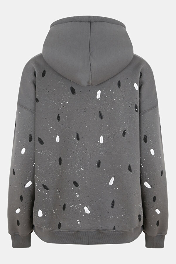 Life Is Art Dark Gray Hooded Women's Sweatshirt 2