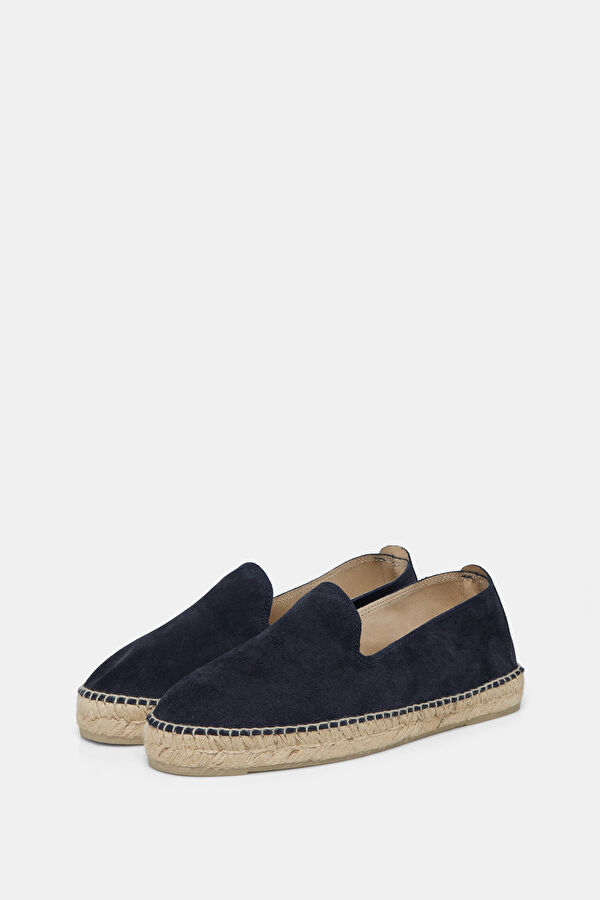 Flat Espadrilles Navy Blue Men's Suede Shoes 2