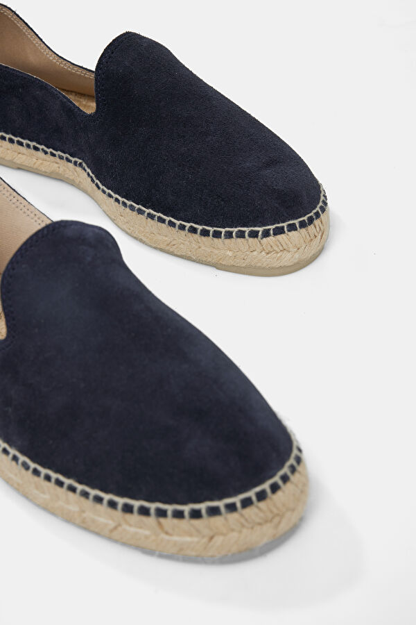 Flat Espadrilles Navy Blue Men's Suede Shoes 4