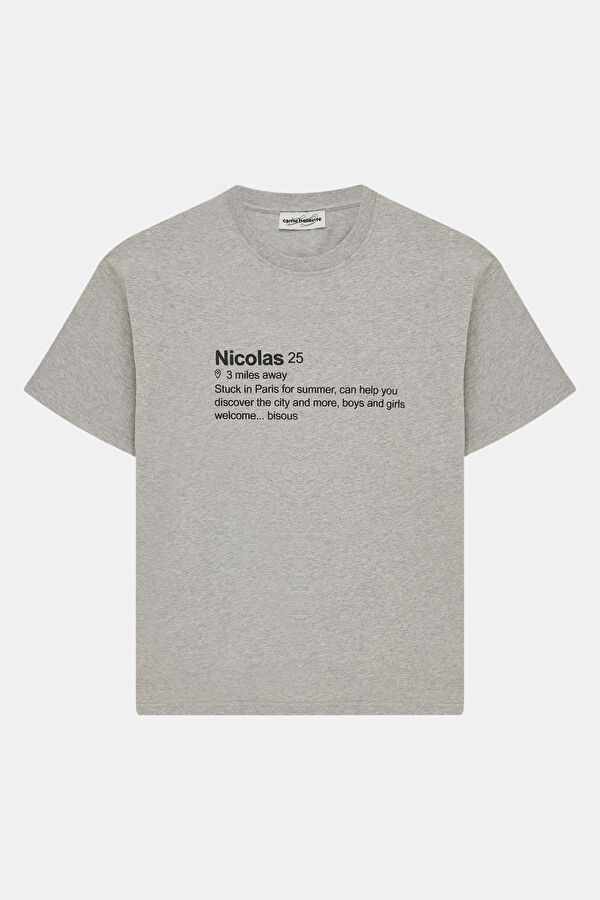Relax Pattern Light Gray Printed T-Shirt