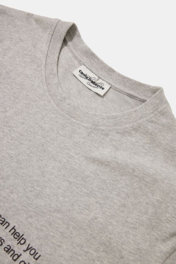 Relax Pattern Light Gray Printed T-Shirt 3