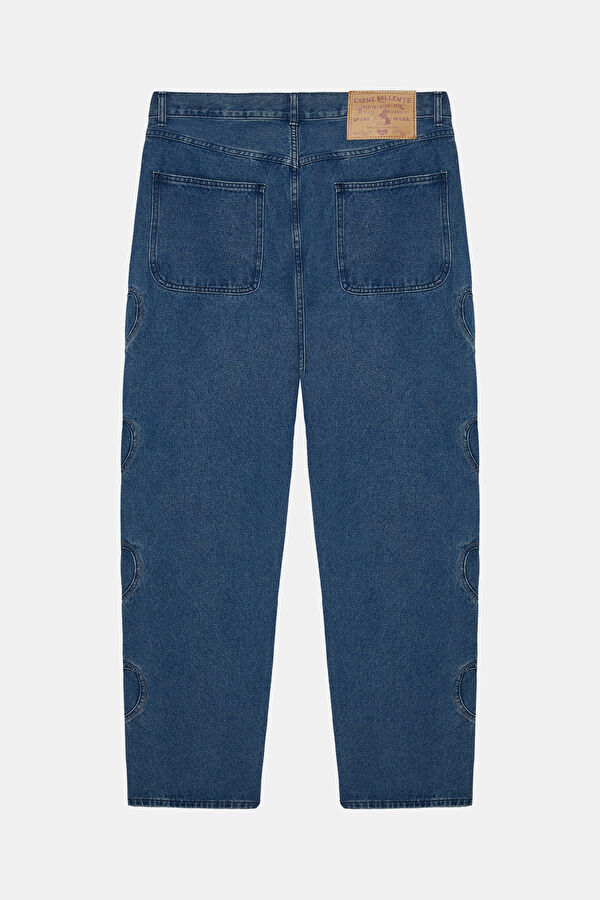 Oversize İndigo Bol Paça Jean Erkek Pantolon 2