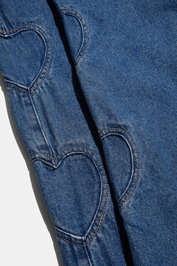 Oversize İndigo Bol Paça Jean Erkek Pantolon 4