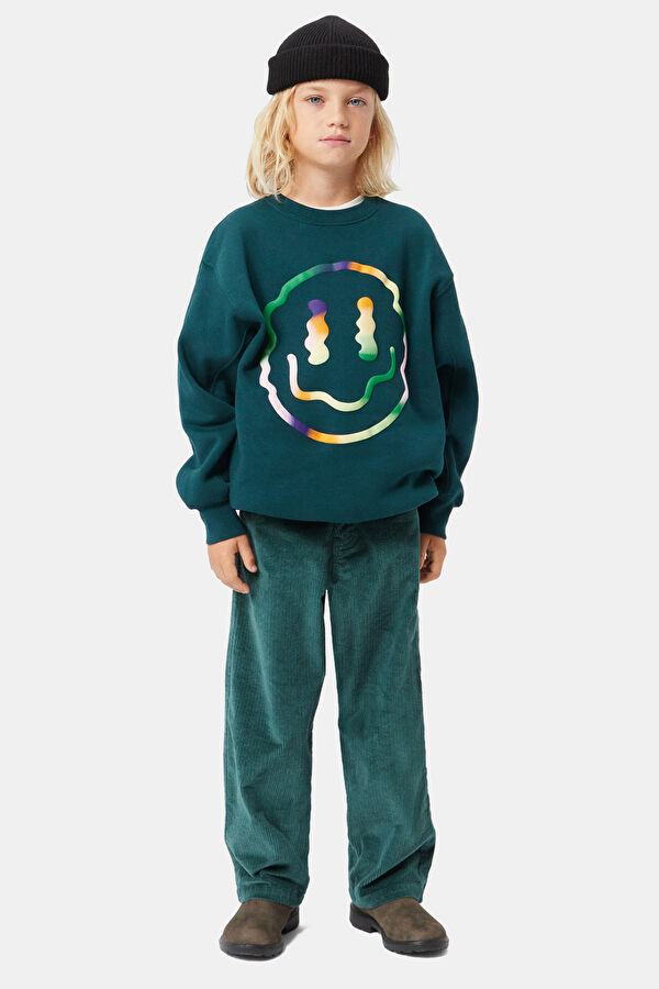 Dark Green Hooded Kids Sweatshirt 3