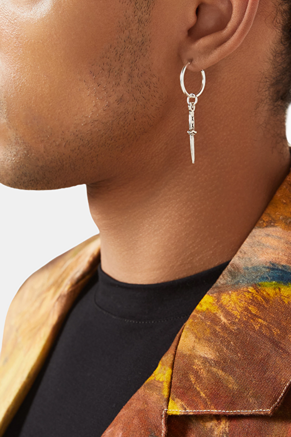 Bowies Knife Silver Earrings 4