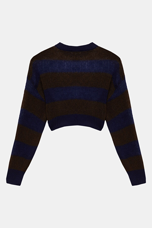 Colorful Striped Pattern Knitted Women's Sweater 2
