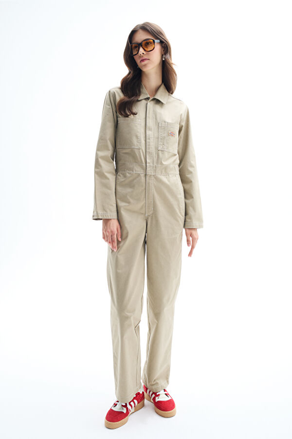 Beige Denim Women's Jumpsuit