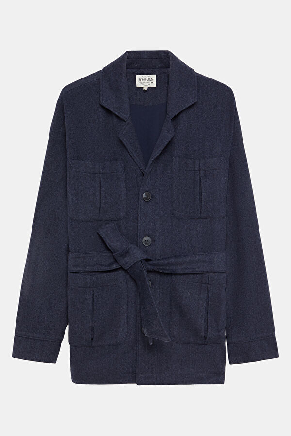 Navy Blue Buttoned Men's Jacket