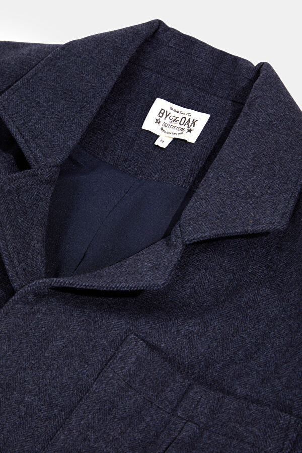 Navy Blue Buttoned Men's Jacket 3