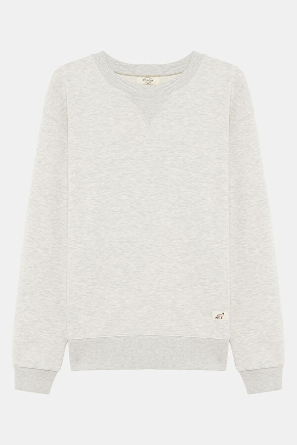 Gri Relax Kalıp Bisiklet Yaka Sweatshirt