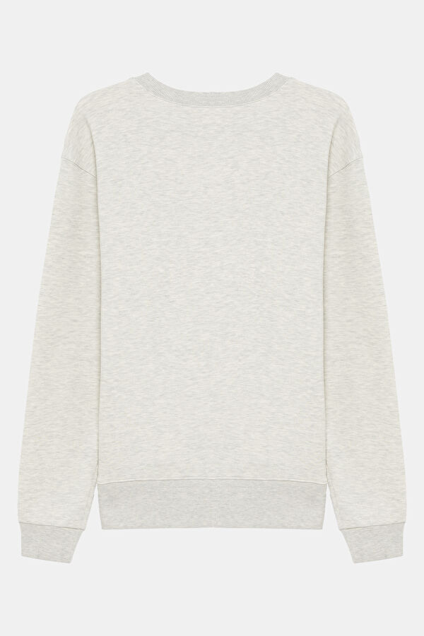 Gri Relax Kalıp Bisiklet Yaka Sweatshirt 2