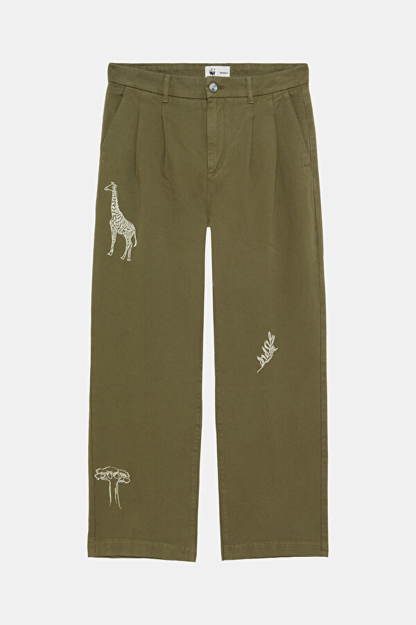Giraffe Pattern Organic Straight Unisex Men's Pants 4