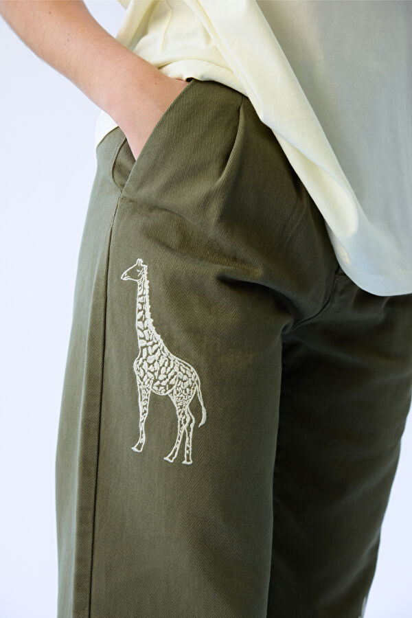 Giraffe Pattern Organic Straight Unisex Men's Pants 3