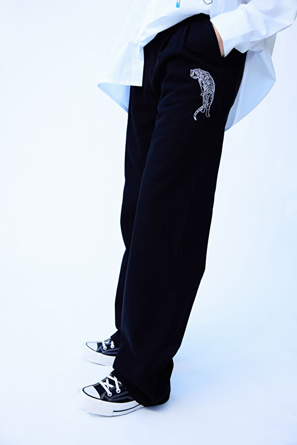 Tiger Pattern Organic Straight Unisex Men's Pants 2