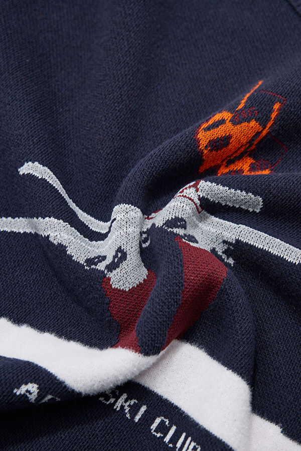 Navy Blue Knitted Pattern Men's Sweater 4