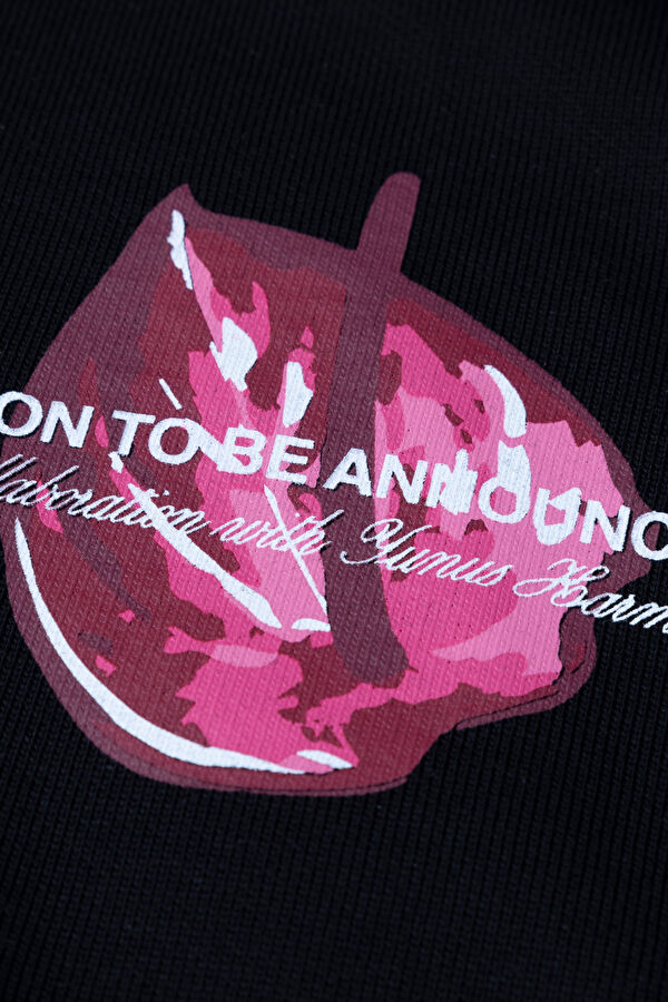 Anthurium Siyah Relax Kalıp Kapüşonlu Erkek Sweatshirt 3