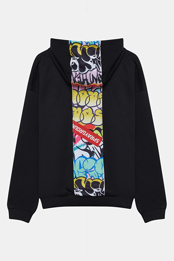 Black Relax Fit Hooded Men's Sweatshirt 2