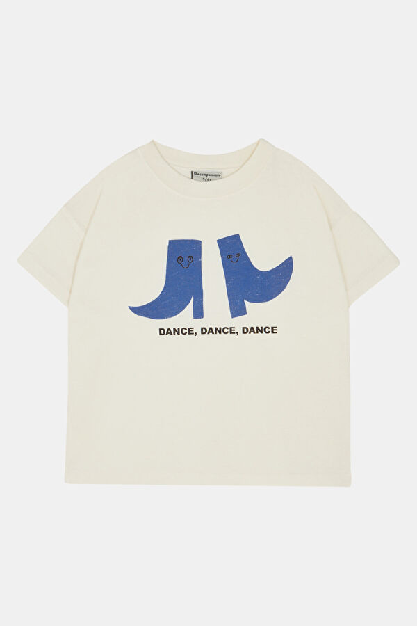 Beyaz O Yaka Baskılı Çocuk T-Shirt