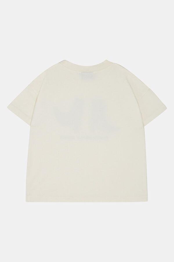 Beyaz O Yaka Baskılı Çocuk T-Shirt 2