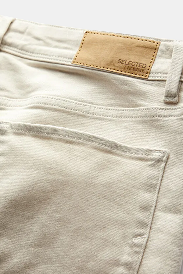 Off-white straight-leg denim jeans for men. 5