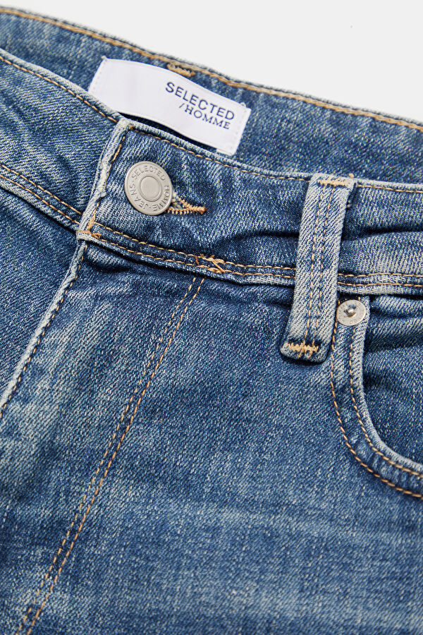 İndigo Boru Paça Kot Jean Erkek Pantolon 4