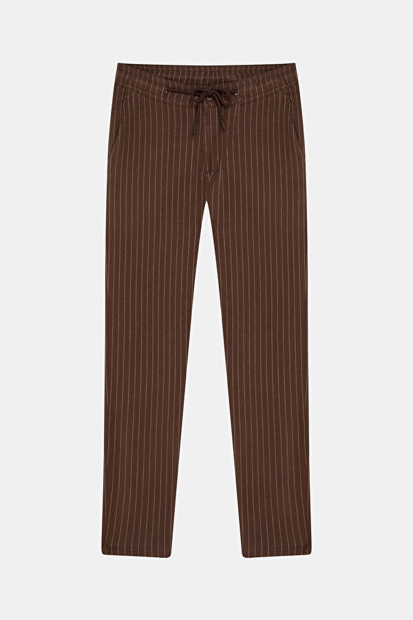 Coffee Brown Straight Leg Viscose Men's Trousers 3