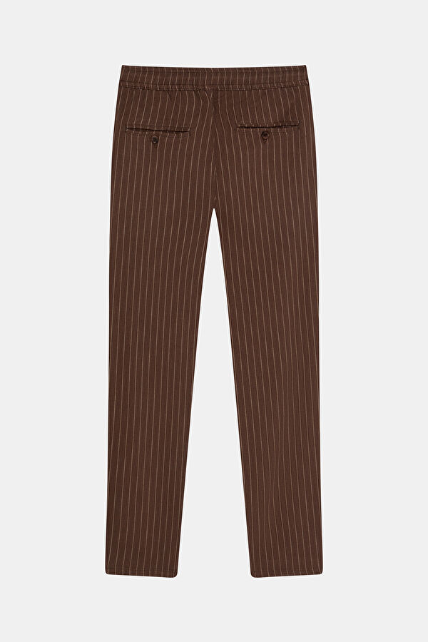 Coffee Brown Straight Leg Viscose Men's Trousers 4