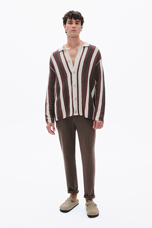 Coffee Brown Straight Leg Viscose Men's Trousers