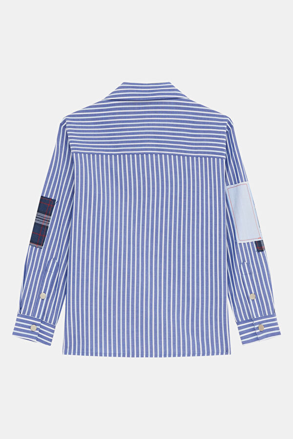 Navy Blue Striped Patterned Kids' Shirt 2