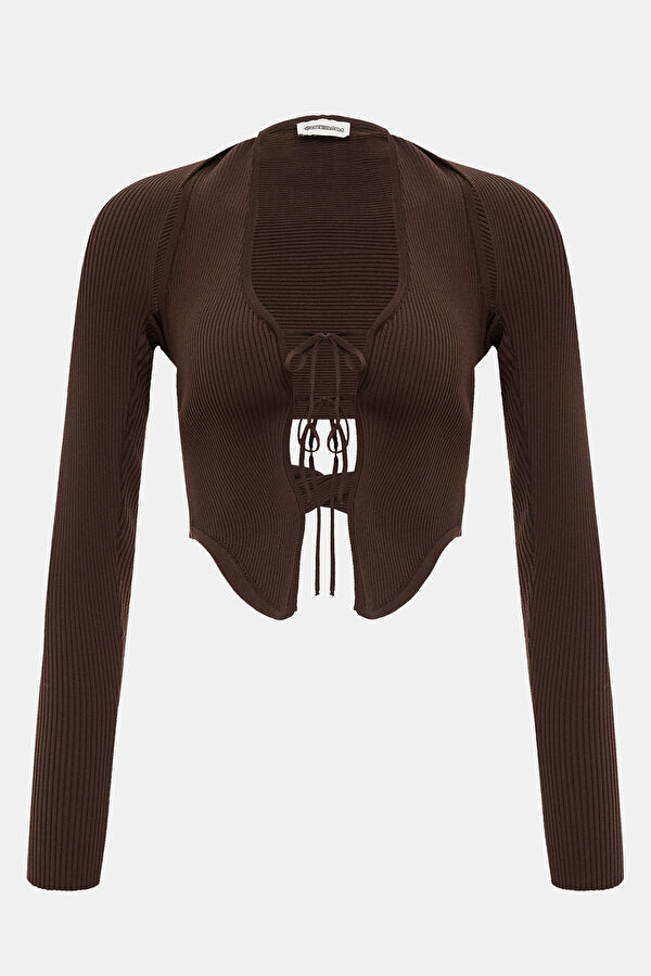 Coffee Long-Sleeved Women's Blouse