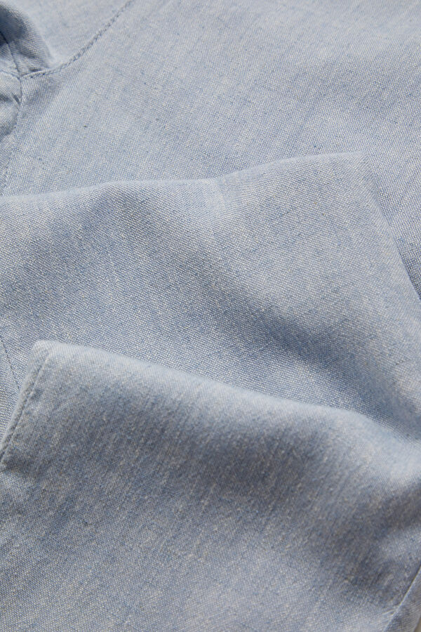 Blue Straight Leg Linen Viscose Men's Trousers 4