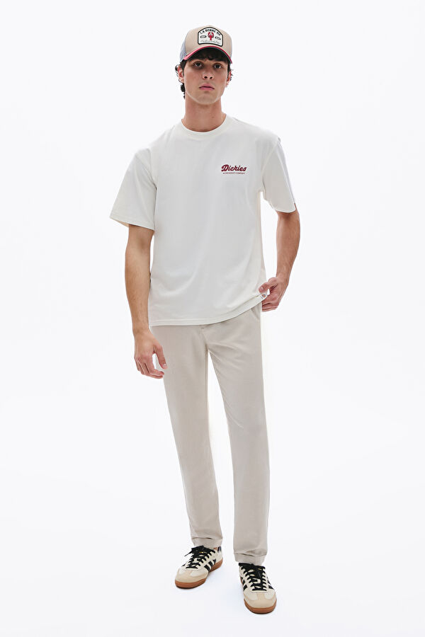 Beige Straight Leg Men's Trousers