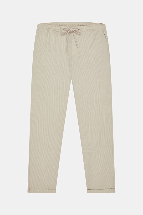 Beige Straight Leg Men's Trousers 3