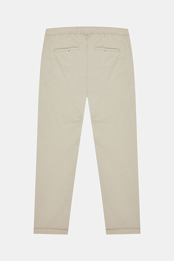 Beige Straight Leg Men's Trousers 4