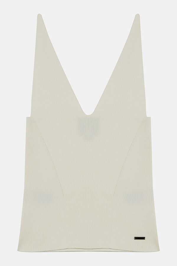 Ecru Sleeveless Suspender Blouse