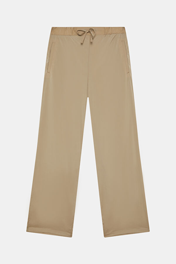 Beige Wide Leg Women's Trousers