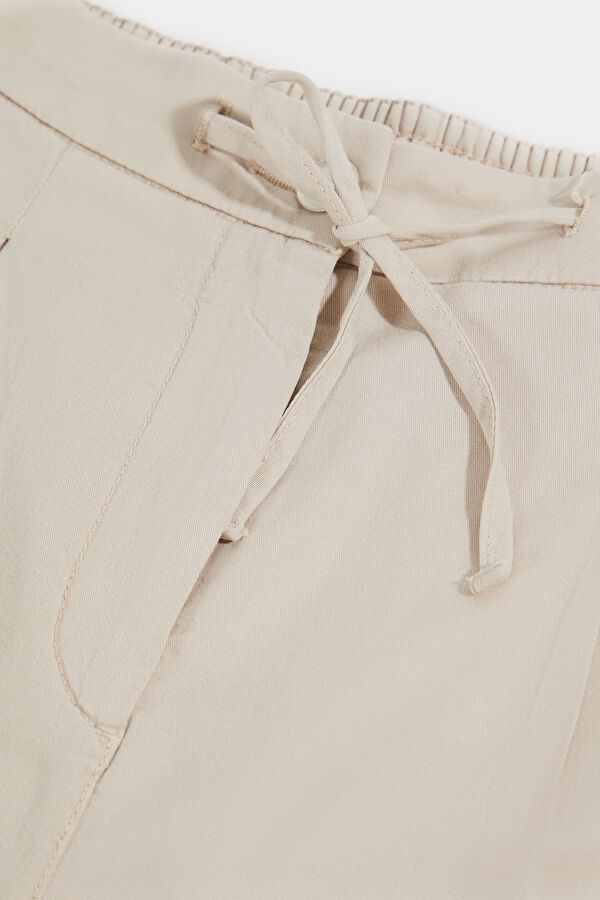 Beige Wide Leg Women's Trousers 3