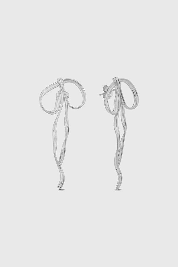 Ribbon Silver Plated Earrings