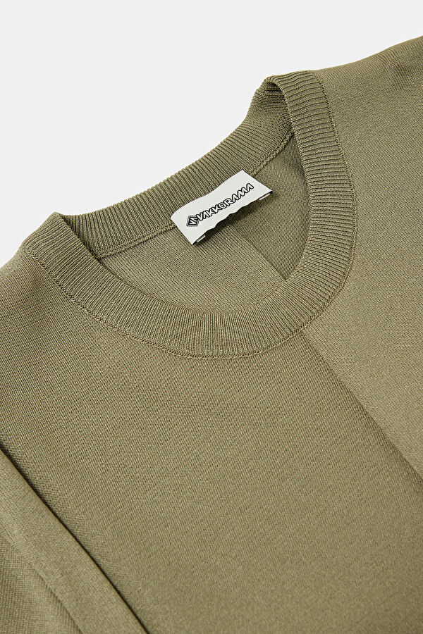 Khaki Crew Neck Men's T-Shirt 3