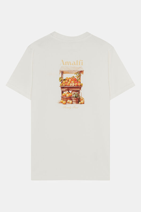 Relax Kalıp Beyaz Bisiklet Yaka Erkek T-Shirt 2