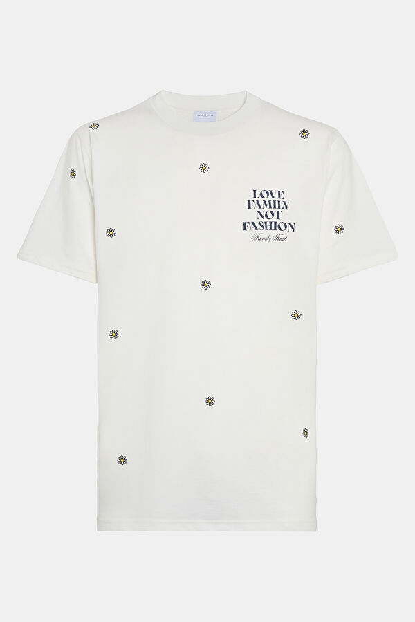 Relax Pattern White Crew Neck Patterned T-Shirt 3