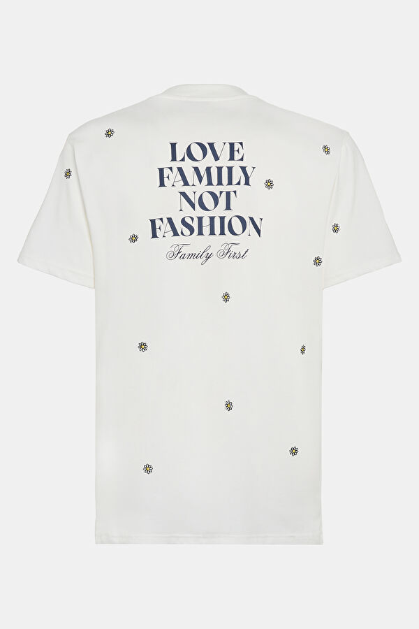 Relax Pattern White Crew Neck Patterned T-Shirt 4