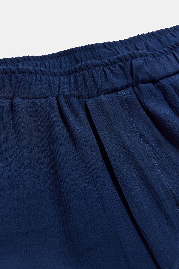 Relax Fit Linen Navy Blue Men's Trousers 5
