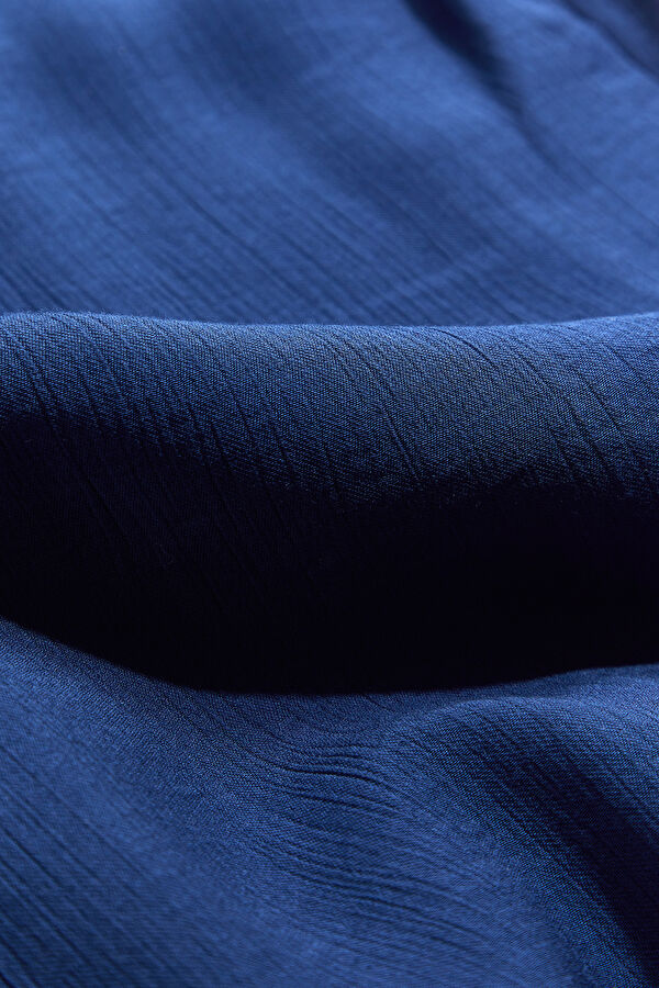 Relax Fit Linen Navy Blue Men's Trousers 6