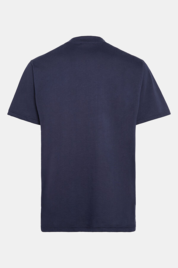 Relax Kalıp Lacivert Bisiklet Yaka Baskılı Erkek T-Shirt 2